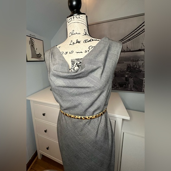 Sleeveless cowl scoop neck corporate style dress. Chic and flattering. - Picture 12 of 14